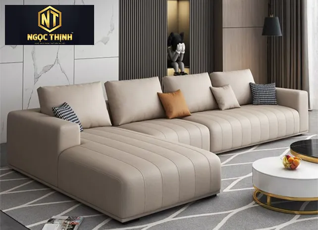 SOFA CHỮ L BỌC DA SANG TRỌNG CHỐNG ẨM